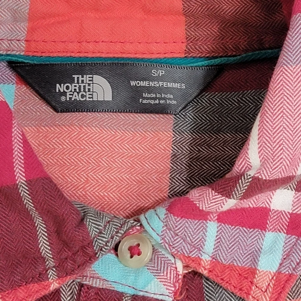 The North Face Wonens Size Small Herringbone Check 100% Cotton Shirt